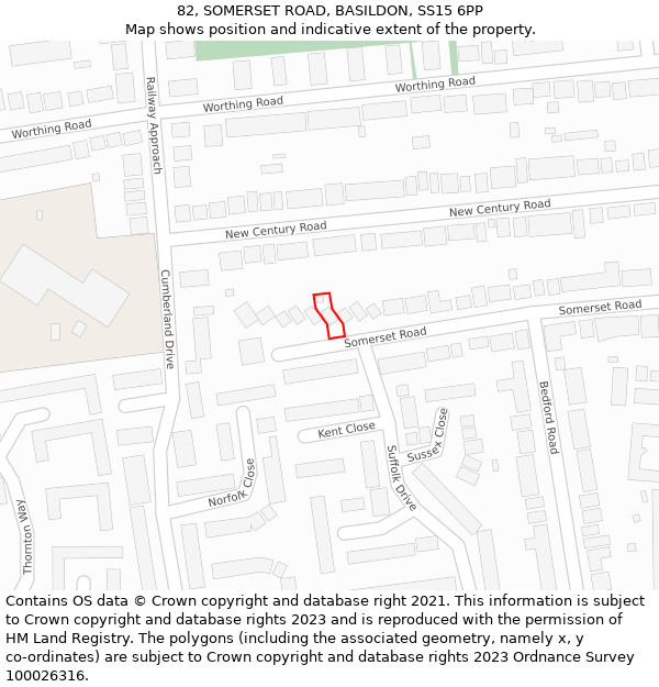 82, SOMERSET ROAD, BASILDON, SS15 6PP: Location map and indicative extent of plot