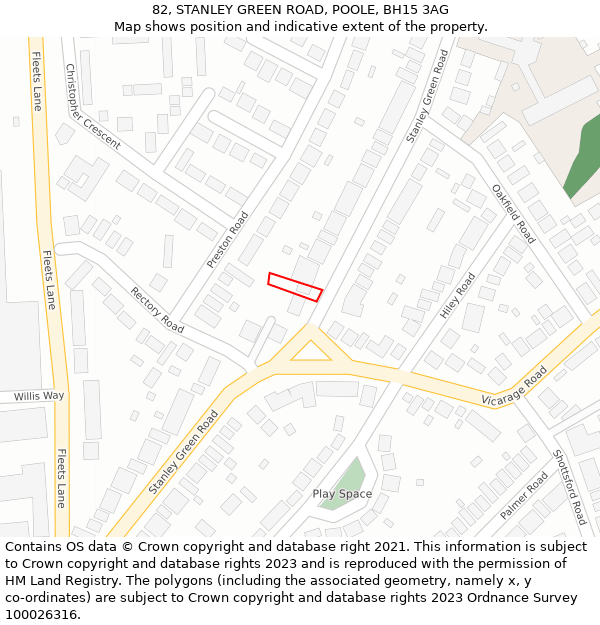 82, STANLEY GREEN ROAD, POOLE, BH15 3AG: Location map and indicative extent of plot