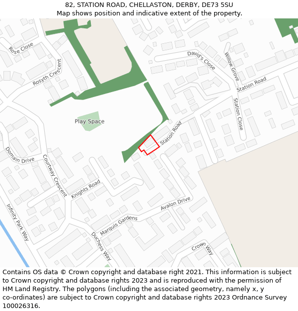 82, STATION ROAD, CHELLASTON, DERBY, DE73 5SU: Location map and indicative extent of plot