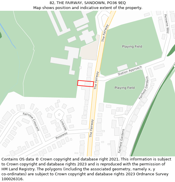 82, THE FAIRWAY, SANDOWN, PO36 9EQ: Location map and indicative extent of plot