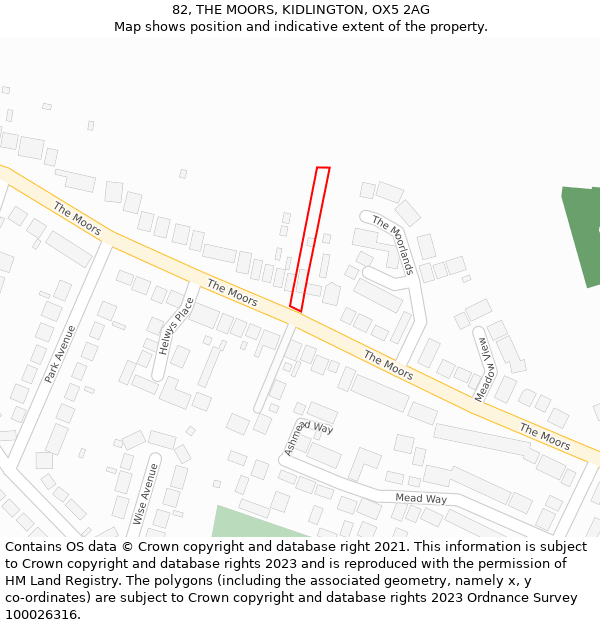 82, THE MOORS, KIDLINGTON, OX5 2AG: Location map and indicative extent of plot