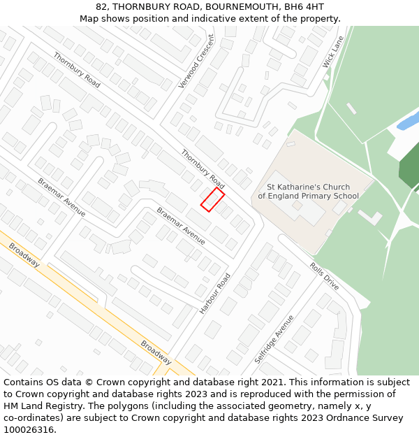 82, THORNBURY ROAD, BOURNEMOUTH, BH6 4HT: Location map and indicative extent of plot