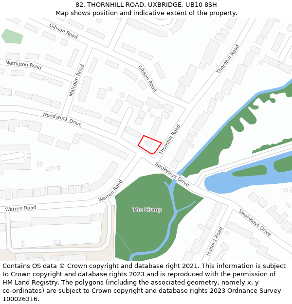 82, THORNHILL ROAD, UXBRIDGE, UB10 8SH: Location map and indicative extent of plot