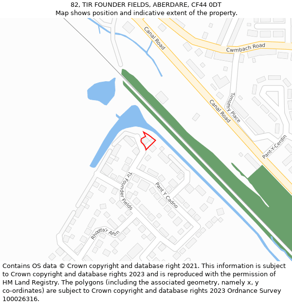 82, TIR FOUNDER FIELDS, ABERDARE, CF44 0DT: Location map and indicative extent of plot