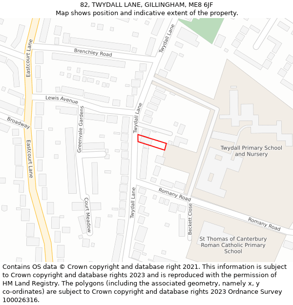 82, TWYDALL LANE, GILLINGHAM, ME8 6JF: Location map and indicative extent of plot