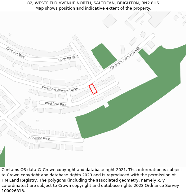 82, WESTFIELD AVENUE NORTH, SALTDEAN, BRIGHTON, BN2 8HS: Location map and indicative extent of plot