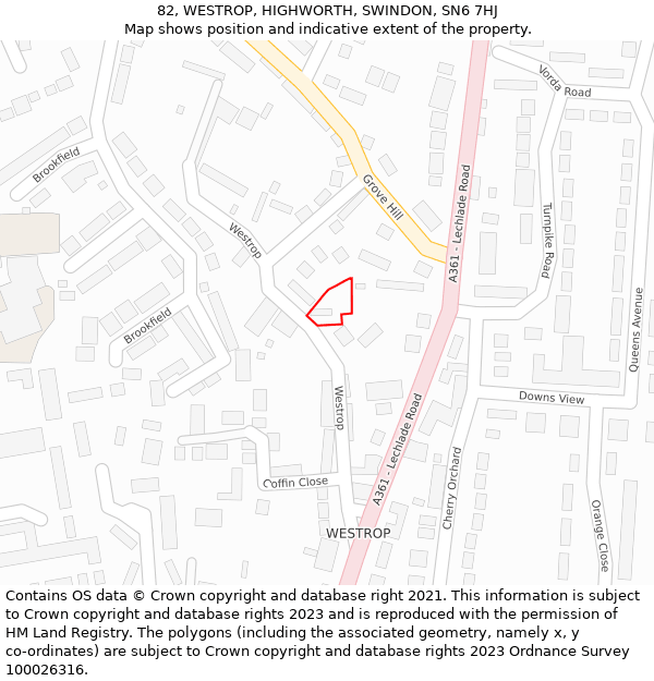 82, WESTROP, HIGHWORTH, SWINDON, SN6 7HJ: Location map and indicative extent of plot