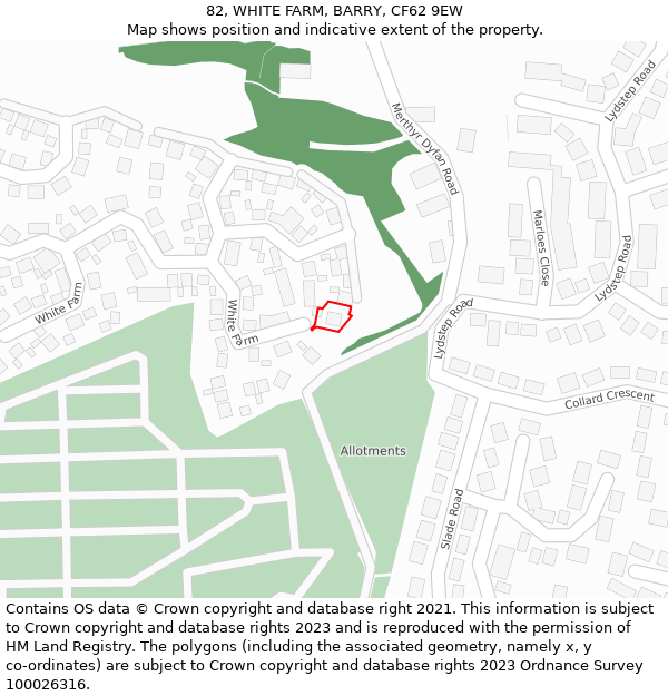 82, WHITE FARM, BARRY, CF62 9EW: Location map and indicative extent of plot