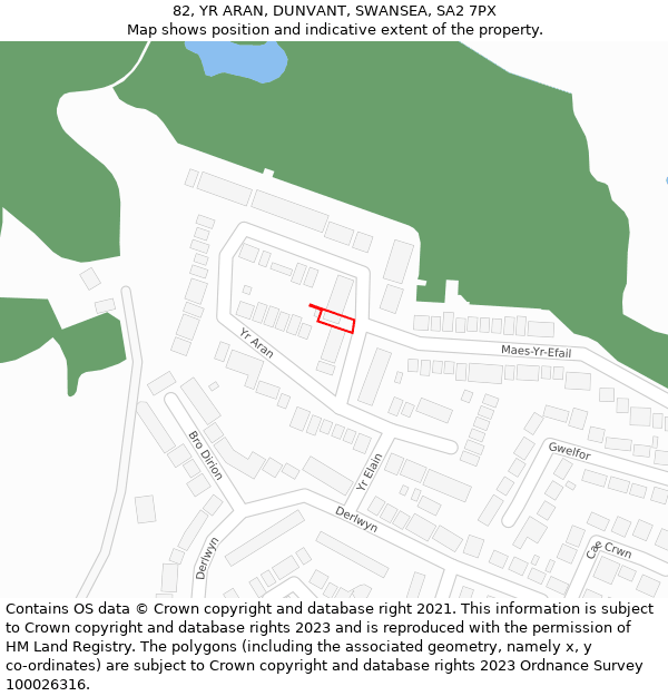 82, YR ARAN, DUNVANT, SWANSEA, SA2 7PX: Location map and indicative extent of plot