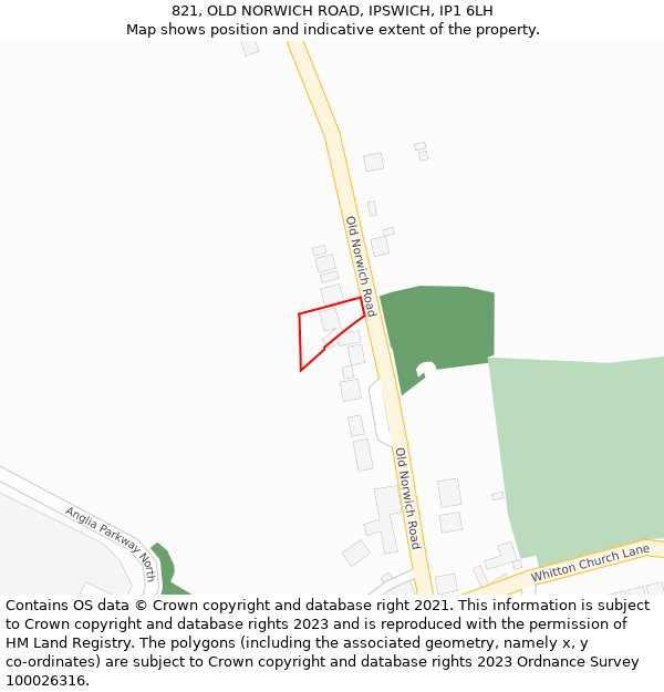 821, OLD NORWICH ROAD, IPSWICH, IP1 6LH: Location map and indicative extent of plot