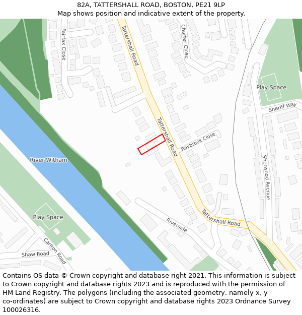 82A, TATTERSHALL ROAD, BOSTON, PE21 9LP: Location map and indicative extent of plot