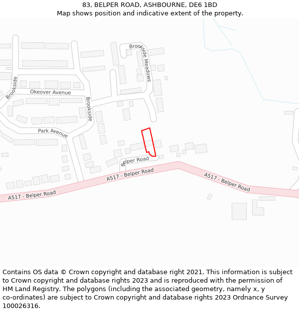 83, BELPER ROAD, ASHBOURNE, DE6 1BD: Location map and indicative extent of plot