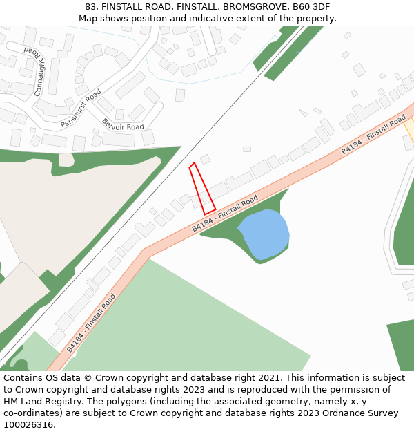 83, FINSTALL ROAD, FINSTALL, BROMSGROVE, B60 3DF: Location map and indicative extent of plot