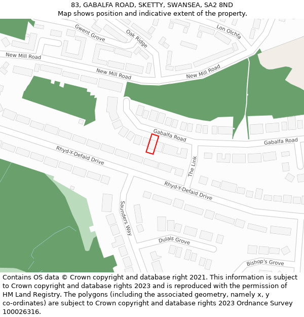 83, GABALFA ROAD, SKETTY, SWANSEA, SA2 8ND: Location map and indicative extent of plot