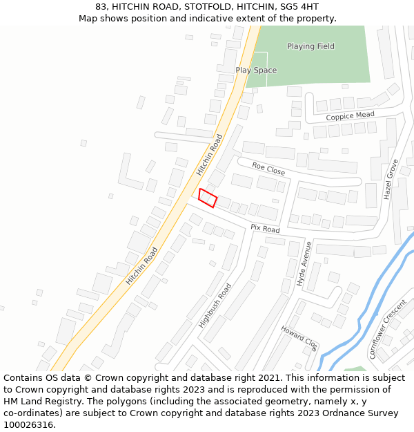 83, HITCHIN ROAD, STOTFOLD, HITCHIN, SG5 4HT: Location map and indicative extent of plot