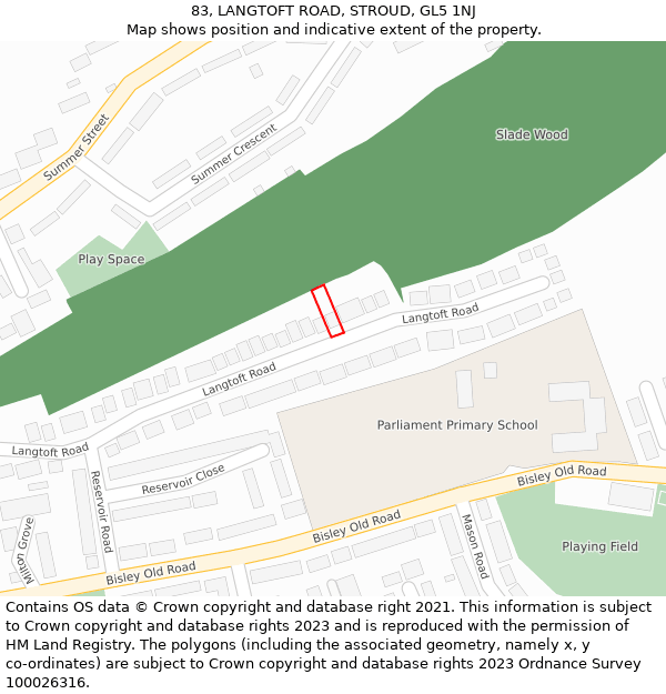 83, LANGTOFT ROAD, STROUD, GL5 1NJ: Location map and indicative extent of plot