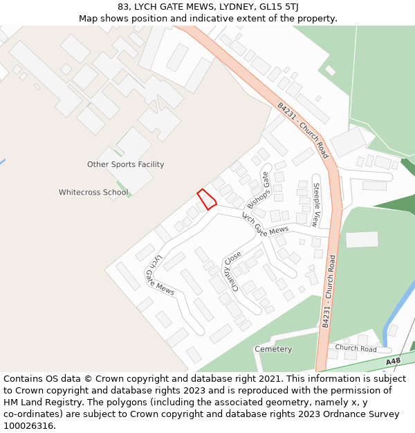 83, LYCH GATE MEWS, LYDNEY, GL15 5TJ: Location map and indicative extent of plot