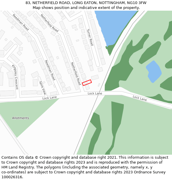 83, NETHERFIELD ROAD, LONG EATON, NOTTINGHAM, NG10 3FW: Location map and indicative extent of plot