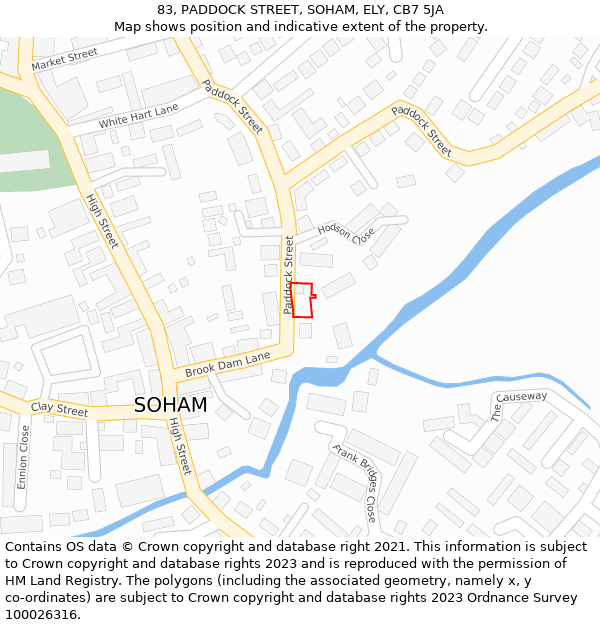 83, PADDOCK STREET, SOHAM, ELY, CB7 5JA: Location map and indicative extent of plot