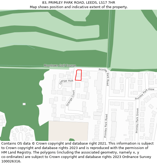 83, PRIMLEY PARK ROAD, LEEDS, LS17 7HR: Location map and indicative extent of plot