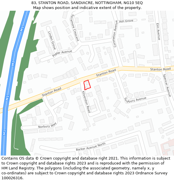 83, STANTON ROAD, SANDIACRE, NOTTINGHAM, NG10 5EQ: Location map and indicative extent of plot