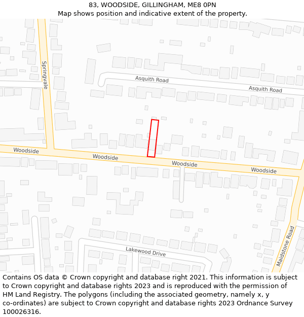 83, WOODSIDE, GILLINGHAM, ME8 0PN: Location map and indicative extent of plot