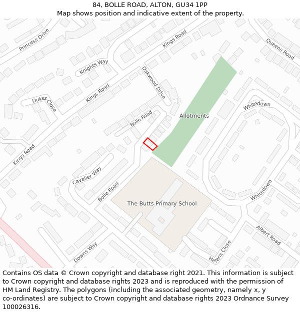 84, BOLLE ROAD, ALTON, GU34 1PP: Location map and indicative extent of plot