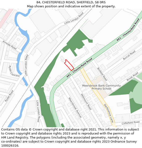 84, CHESTERFIELD ROAD, SHEFFIELD, S8 0RS: Location map and indicative extent of plot