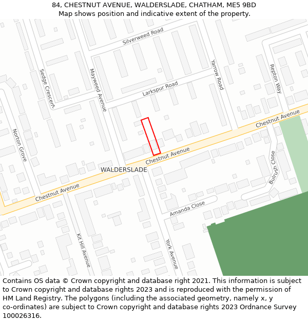 84, CHESTNUT AVENUE, WALDERSLADE, CHATHAM, ME5 9BD: Location map and indicative extent of plot