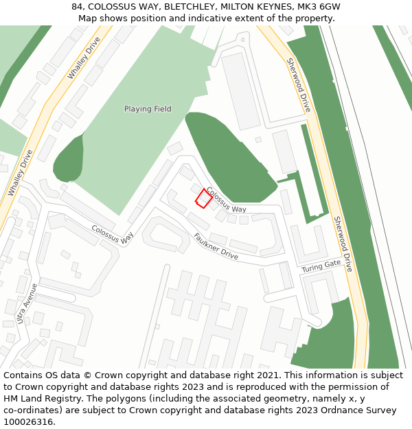 84, COLOSSUS WAY, BLETCHLEY, MILTON KEYNES, MK3 6GW: Location map and indicative extent of plot