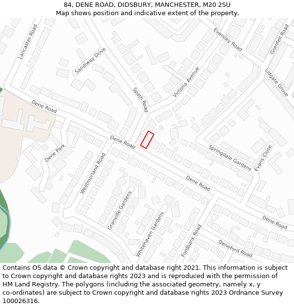 84, DENE ROAD, DIDSBURY, MANCHESTER, M20 2SU: Location map and indicative extent of plot