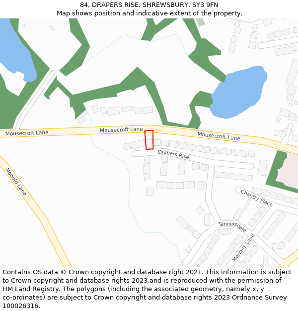 84, DRAPERS RISE, SHREWSBURY, SY3 9FN: Location map and indicative extent of plot