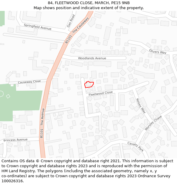 84, FLEETWOOD CLOSE, MARCH, PE15 9NB: Location map and indicative extent of plot