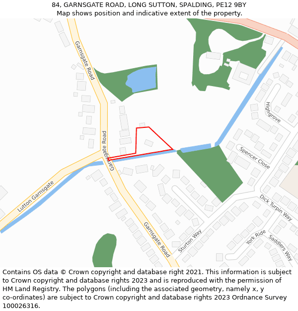 84, GARNSGATE ROAD, LONG SUTTON, SPALDING, PE12 9BY: Location map and indicative extent of plot