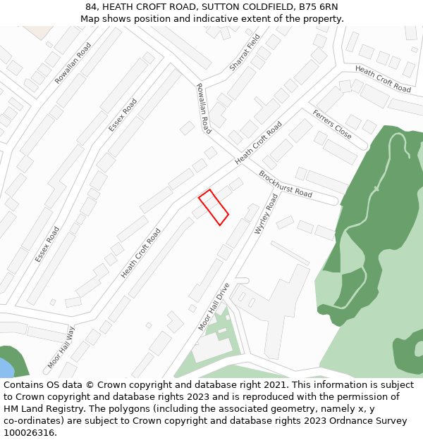 84, HEATH CROFT ROAD, SUTTON COLDFIELD, B75 6RN: Location map and indicative extent of plot