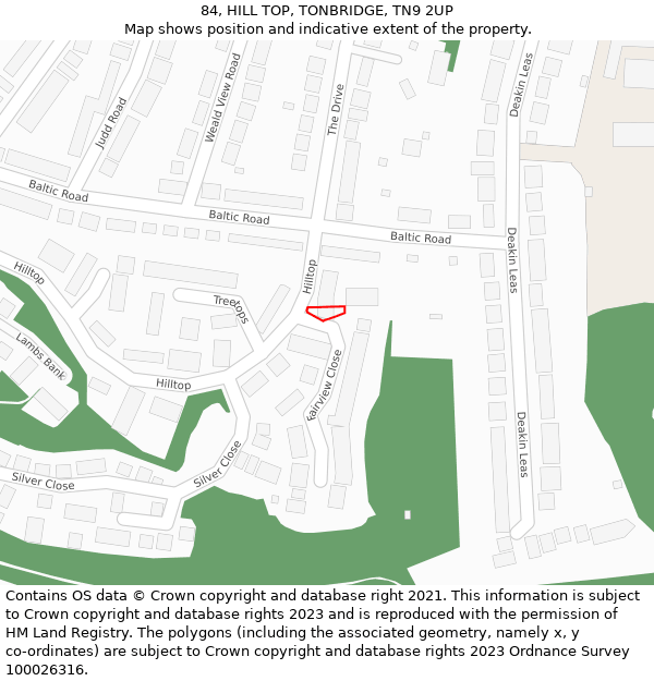 84, HILL TOP, TONBRIDGE, TN9 2UP: Location map and indicative extent of plot
