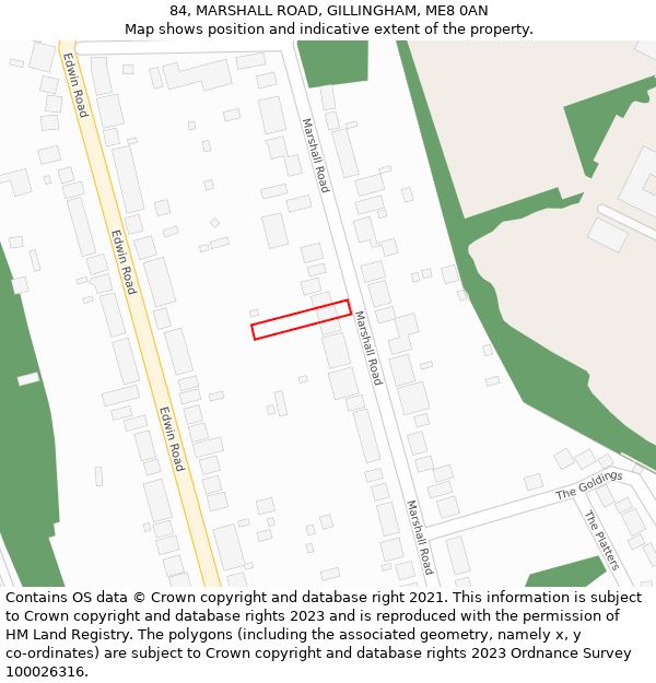 84, MARSHALL ROAD, GILLINGHAM, ME8 0AN: Location map and indicative extent of plot