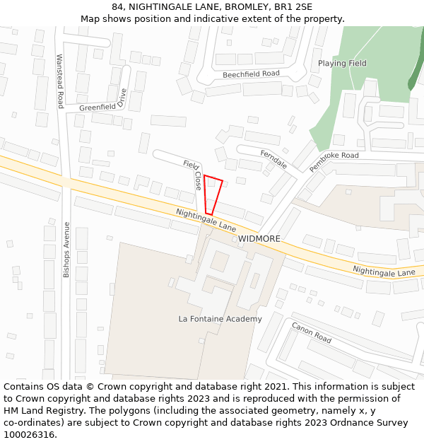 84, NIGHTINGALE LANE, BROMLEY, BR1 2SE: Location map and indicative extent of plot