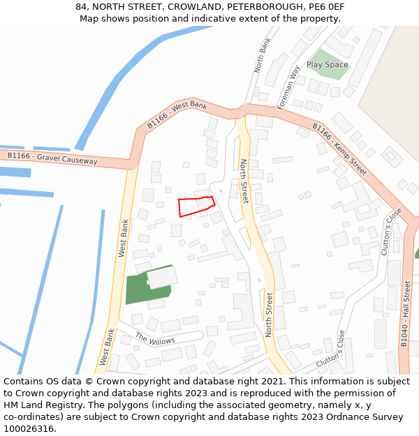 84, NORTH STREET, CROWLAND, PETERBOROUGH, PE6 0EF: Location map and indicative extent of plot