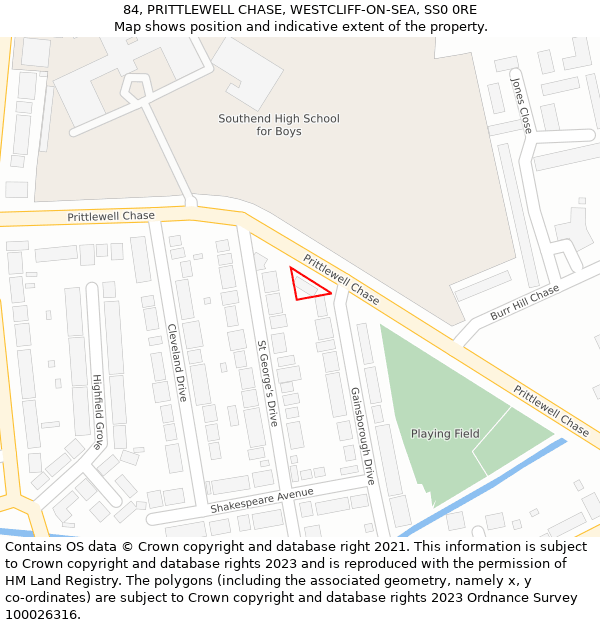 84, PRITTLEWELL CHASE, WESTCLIFF-ON-SEA, SS0 0RE: Location map and indicative extent of plot