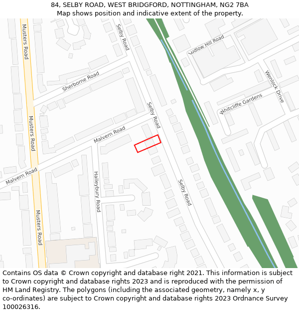 84, SELBY ROAD, WEST BRIDGFORD, NOTTINGHAM, NG2 7BA: Location map and indicative extent of plot