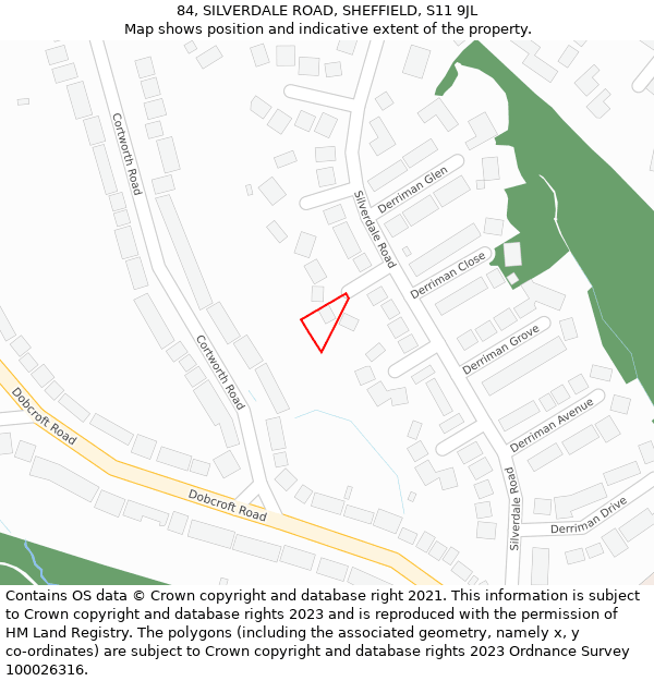 84, SILVERDALE ROAD, SHEFFIELD, S11 9JL: Location map and indicative extent of plot