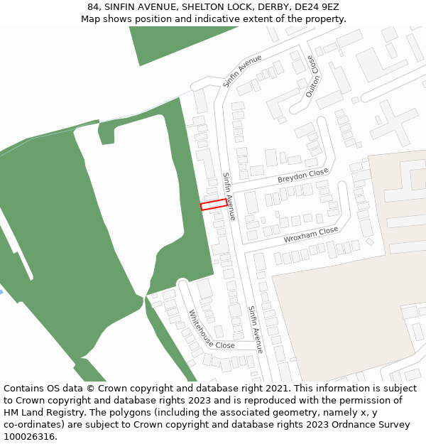 84, SINFIN AVENUE, SHELTON LOCK, DERBY, DE24 9EZ: Location map and indicative extent of plot