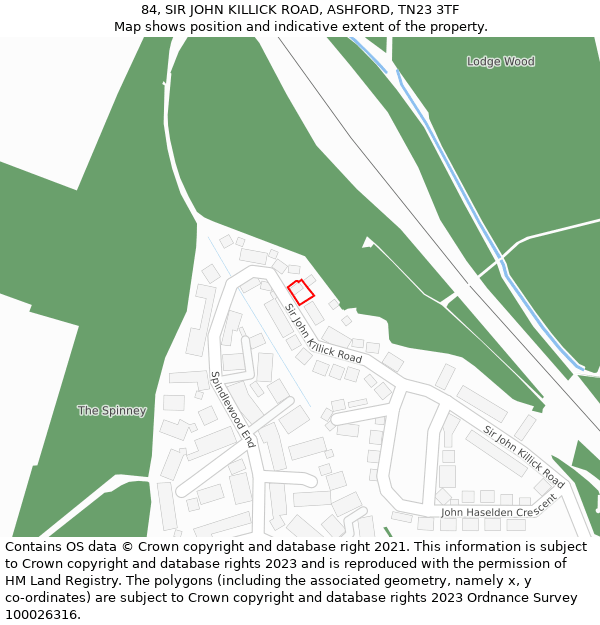 84, SIR JOHN KILLICK ROAD, ASHFORD, TN23 3TF: Location map and indicative extent of plot
