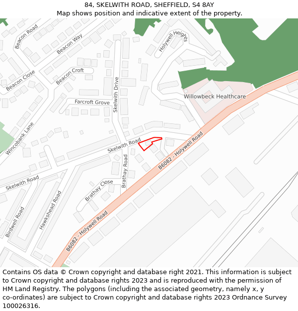 84, SKELWITH ROAD, SHEFFIELD, S4 8AY: Location map and indicative extent of plot