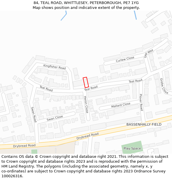 84, TEAL ROAD, WHITTLESEY, PETERBOROUGH, PE7 1YG: Location map and indicative extent of plot