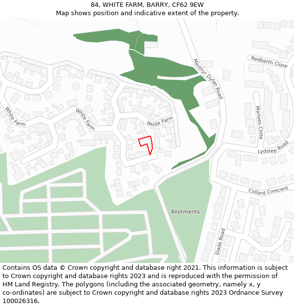 84, WHITE FARM, BARRY, CF62 9EW: Location map and indicative extent of plot