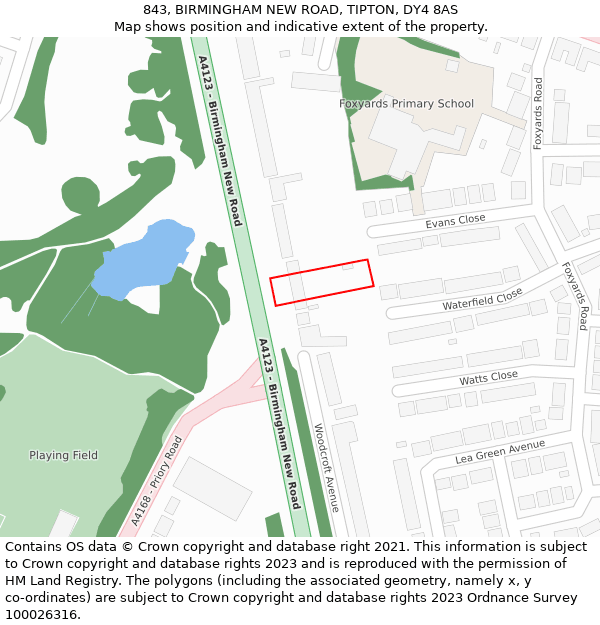 843, BIRMINGHAM NEW ROAD, TIPTON, DY4 8AS: Location map and indicative extent of plot