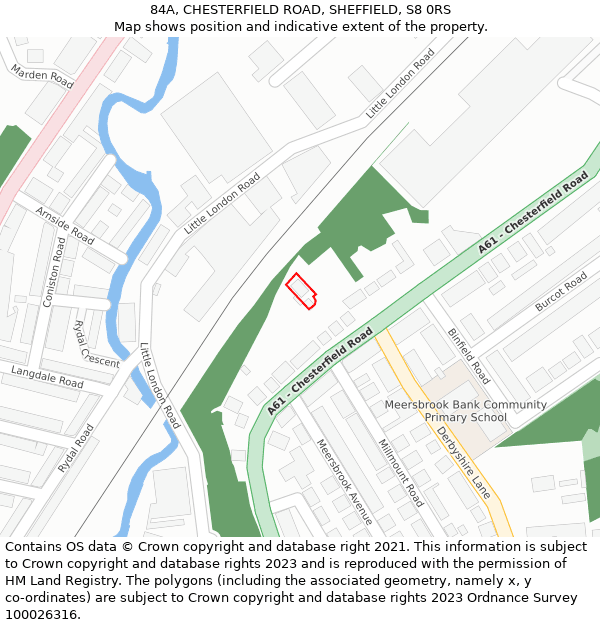 84A, CHESTERFIELD ROAD, SHEFFIELD, S8 0RS: Location map and indicative extent of plot