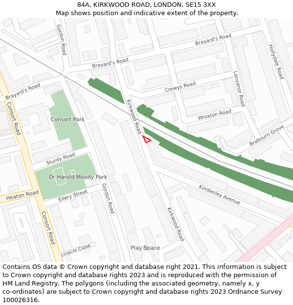 84A, KIRKWOOD ROAD, LONDON, SE15 3XX: Location map and indicative extent of plot